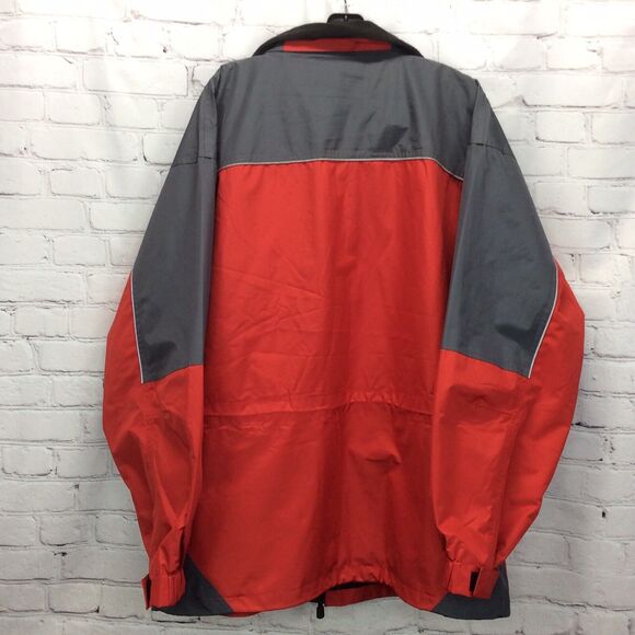 Rain Jacket/Coat Men's X-Large Red & Gray Zip Off Hood Full Zip Plus Hook & Loop - Picture 11 of 11